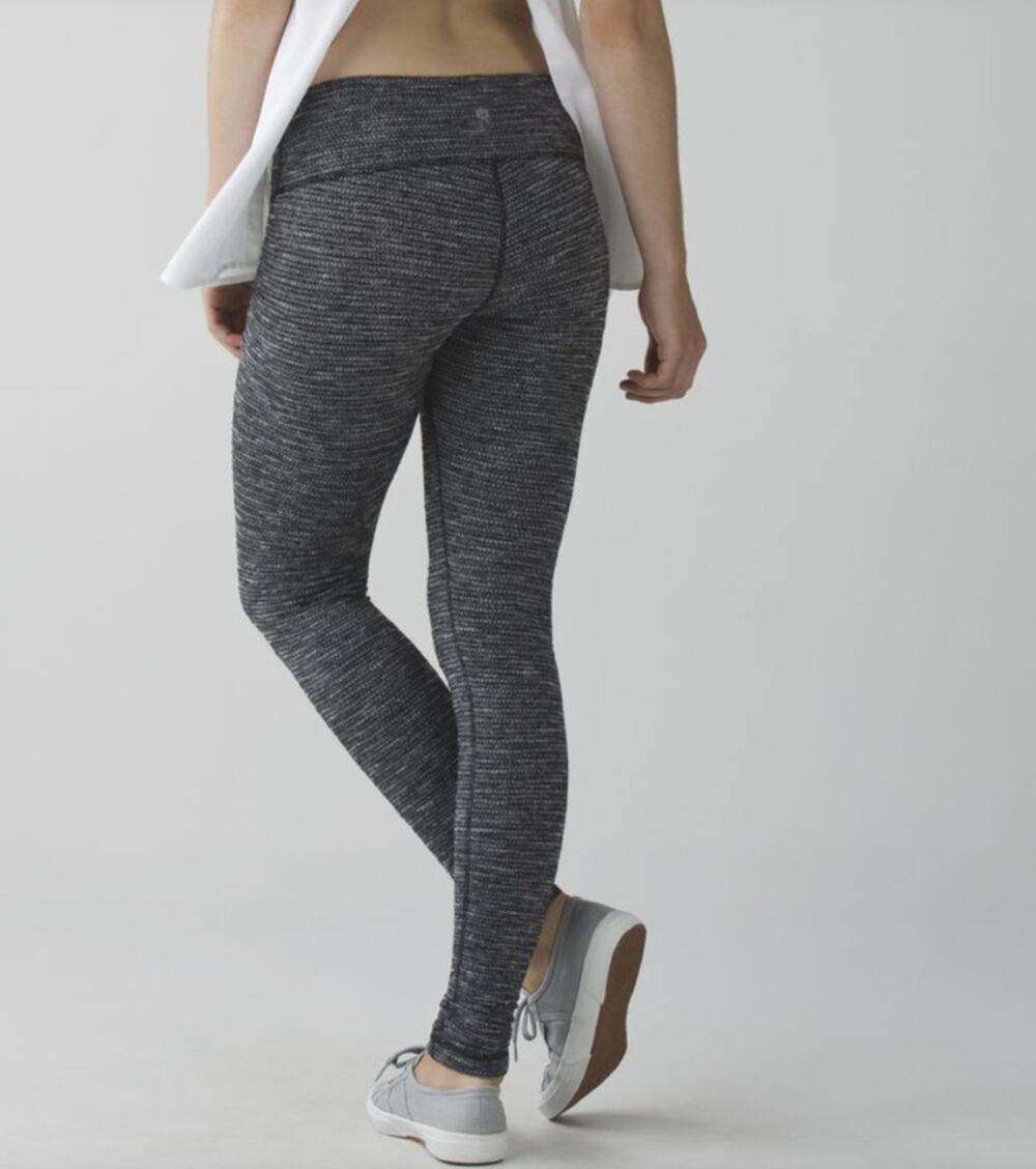 Lululemon Wunder Under Leggings Striped Coco Pique Gray Athleisure Size 8
